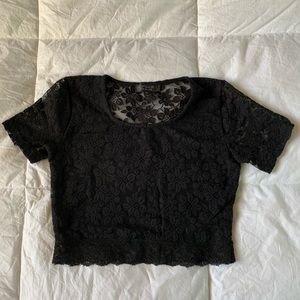 TOPSHOP lace cropped shirt